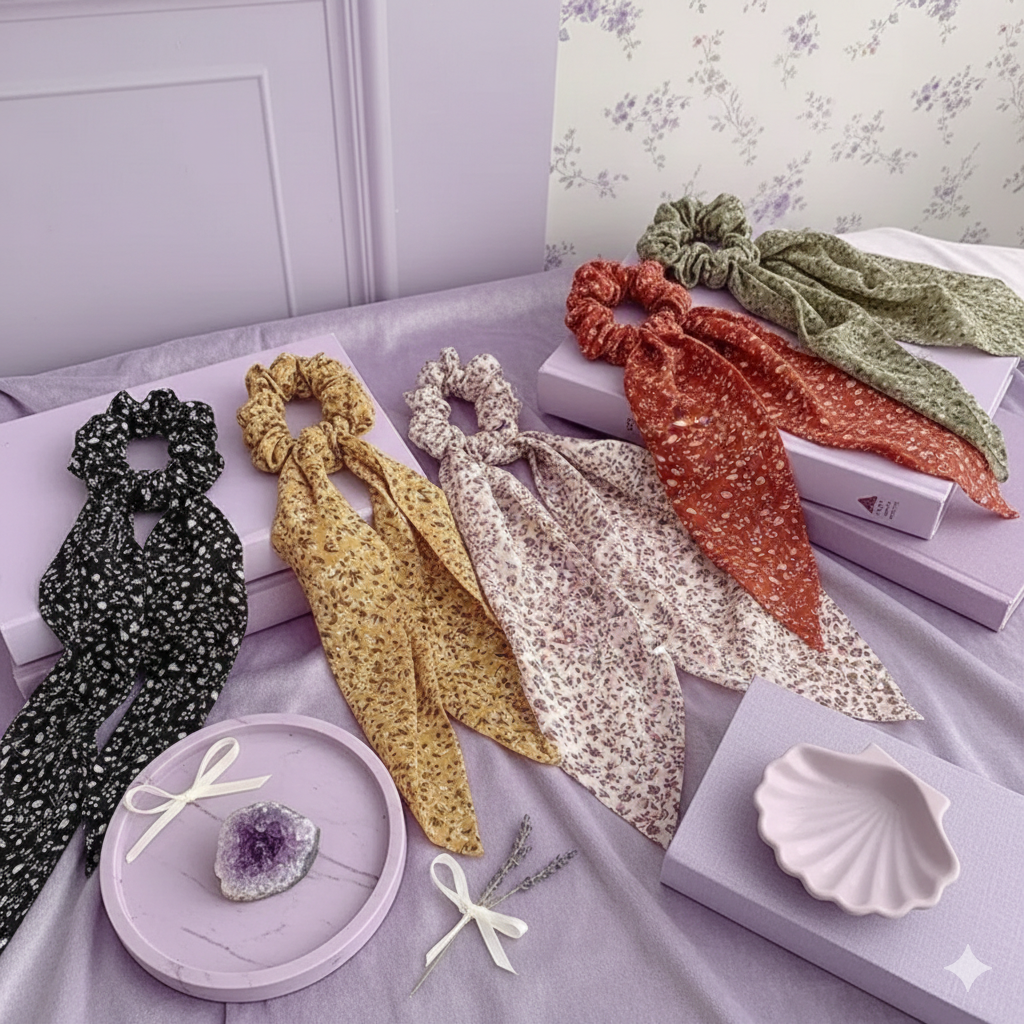 Scrunchies with Flowing Ribbon.
